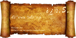 Árva Sára névjegykártya