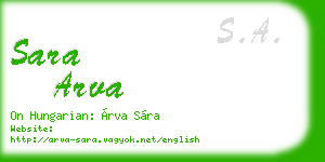 sara arva business card